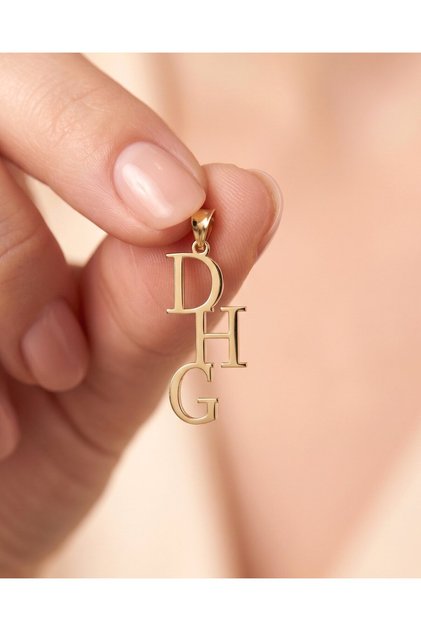 Monogram Üç Harfli 14 Ayar Altın Kolye Ucu