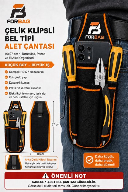 Bel Tipi Hırdavat Çantası, Alet Çantası Organizer, Bez Takım Çantası, Kemer Klipsli, Ustalar ve Teknisyenler