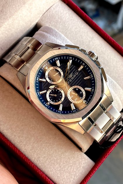 Men's wristwatch steel band 2 years warranty waterproof boxed