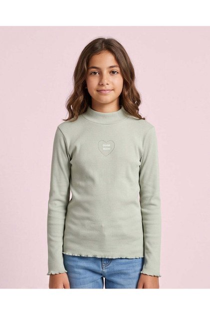 Senior Girls Sage Rhinestone Rib Peter Pan High Neck T-Shirt
