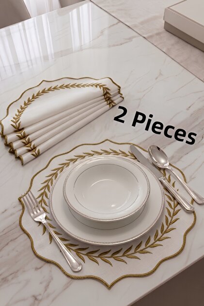 2 Pieces Gold Embroidered American Service-Supla Set
