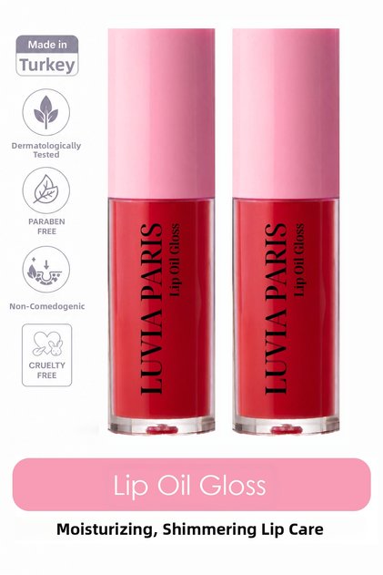 Watermelon & Strawberry Lip Oil Gloss Moisturizing, Brightening & Plumping Glittery Watermelon Set of 2