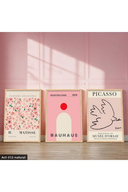 Matisse & Picasso & Bauhaus 3 Piece Wooden Framed Painting Act