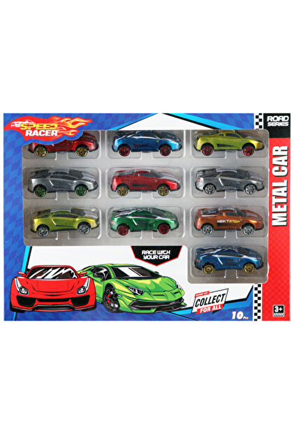 Toysan 10lu Speed Racer Metal Araba 10 Adet Metal Yarış Arabası