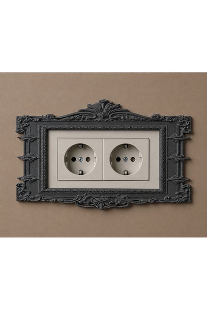 Antik Barok Dekoratif Anahtar/ Priz Çerçevesi – Vintage Çerçeve (İkili için) *KOYU GRİ