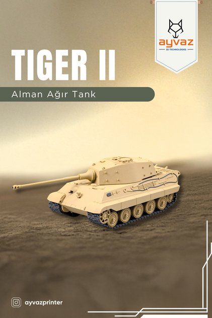 TIGER II 1/35 Ölçek, 10,7x21,1x8,8 cm Boyutlu, Hareketli Palet Sistemi Olan Tank Maketi
