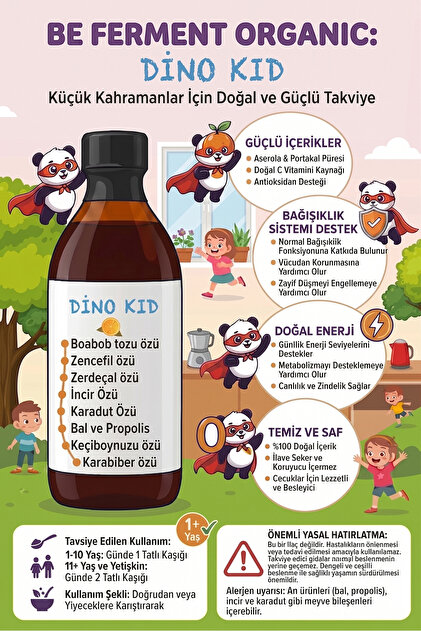 BEORGANİC Organik Dino Kids | Probiyotik Ve C Vitaminli Organik Öz