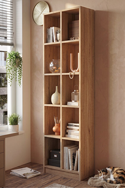 Yurudesign Liora Geniş Kitaplık 10 Raflı 180cm Sepet LI1-S
