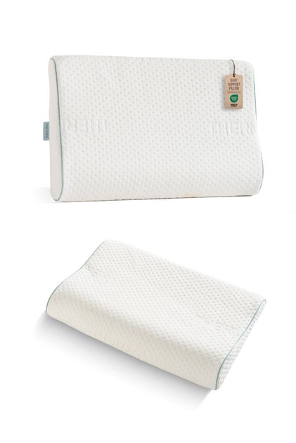 Baby Pillow, Visco Orthopedic Baby Pillow with Neck Support 50X30X6/4 Cm, White