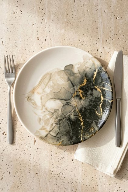 Marble 6-Piece Porcelain Cake Set