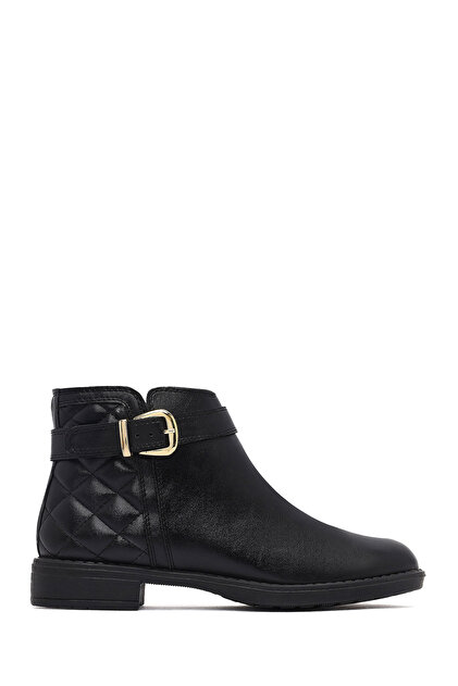 Women's Black Zippered Buckle Boots 25Wfe250218