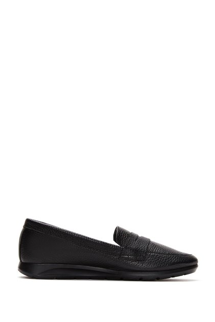 Women's Black Leather Shoes, Comfort Loafer 26Pfd1501Ft