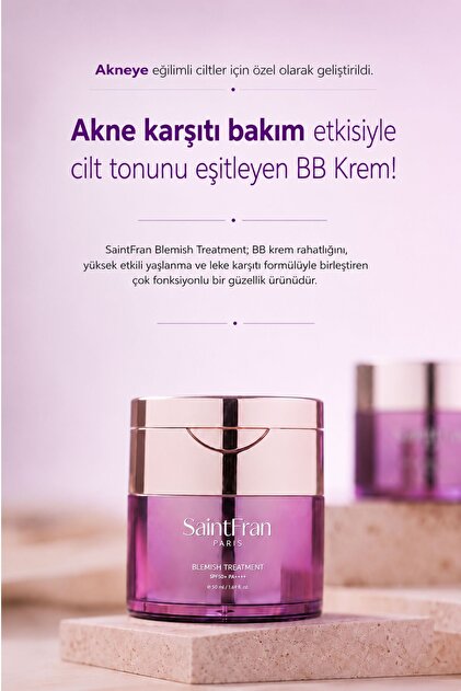 SaintFran Blemish Treatment BB Krem SPF50+ PA++++ Akne ve Leke