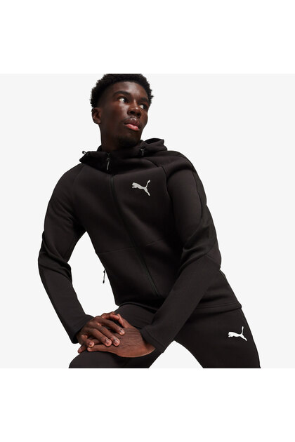 Evostripe Full Zip Erkek Siyah Sweatshirt