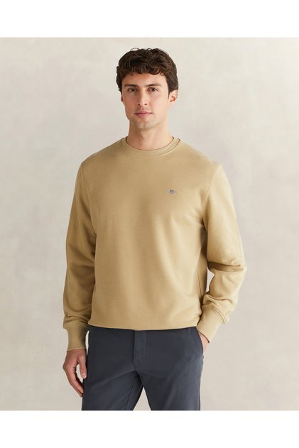 Erkek Bej Regular Fit Bisiklet Yaka Sweatshirt