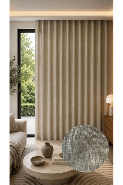 Fon Perde Linen Look Green Aztek-36 (Dimensions Width X Length)