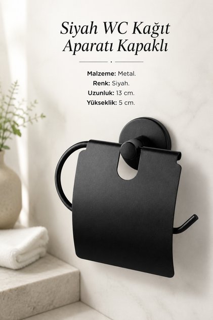 Covered WC Paper Stand Sturdy Quality Black Toilet Paper Holder Stainless Metal