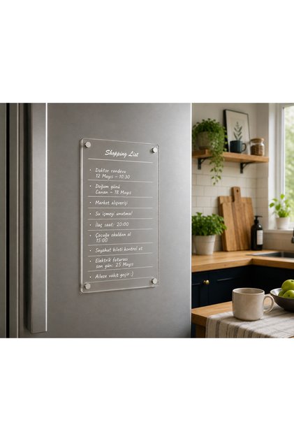 Mıknatıslı Pleksi Alışveriş Eksik Listesi Pano (şeffaf - Beyaz)