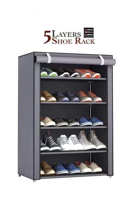 5 Layer Stylish Shoe Organizer Rack for Entryway Hallway Storage Furniture with 5 Open Shelve