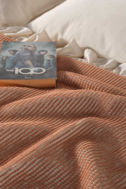 Doris 100% Cotton Ruffled Single Pique-Bedspread 160*230 cm Salmon