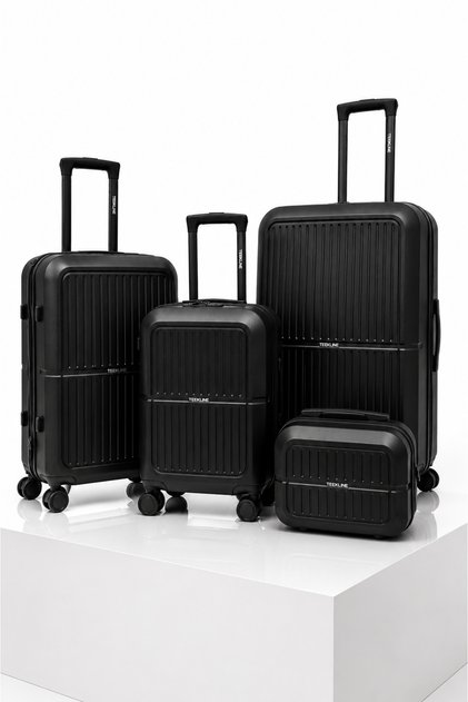 TREKLINE Luggage Set, 4 pieces, Model TOO7, Sizes 28/24/20/14, PC material, Black color