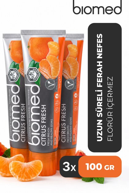 Citrus Fresh Diş Macunu Ağız Kokusu Etkili Narenciye Doğal Bitkisel Florürsüz Vejeteryan 3 Adet