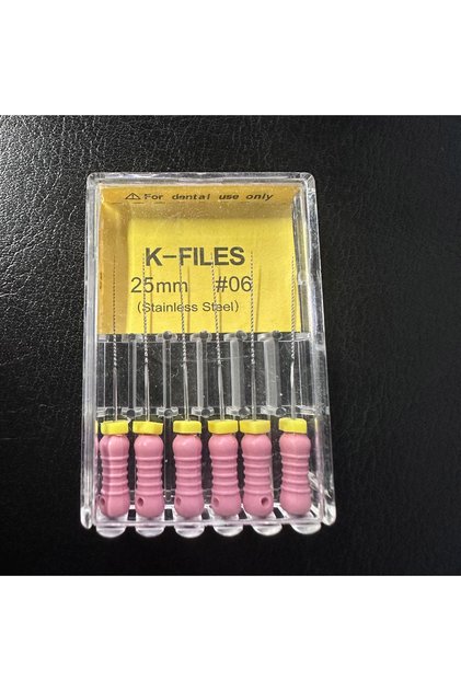 K File 25mm 06 6Pcs/Pack Dental Hand Use K-Files 21/25mm Stainless Steel Endodontic Root Canal Files