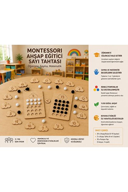 Montessori Toys Wooden Number Comparison and Counting Board | Montessori Math Toy | Educational Wooden Toy | 3+ Years Old