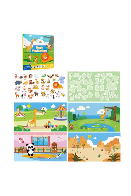 1 Set Reusable Scene Cute Stickers DIY Puzzle Magic Sticker Books Cartoon Animal Learning Cognition