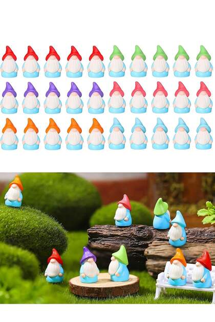 Random color 10pcs Mini Resin Gnomes Statues Ornaments Random Color Cute Fairy Miniature Gnome Figur