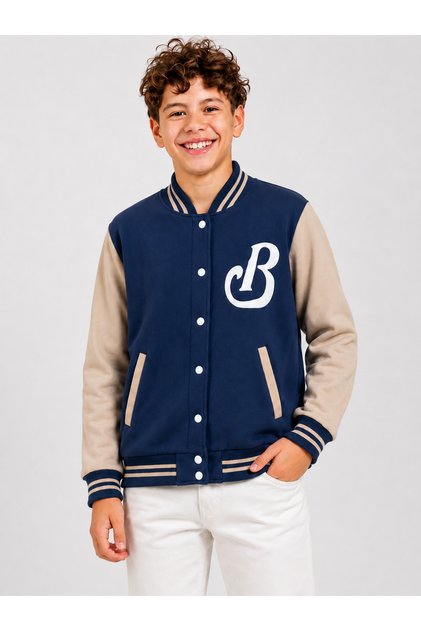 Unisex B Printed College Jacket 100% Cotton 3 Yarn Thread Shardooned Fabric (Thick-Winter)