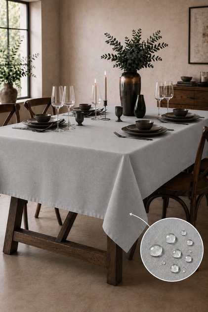 Liquid-Proof Duck Fabric Tablecloth – Stain Resistant , Wipeable, Durable and Non-Scratchy Tablecloth