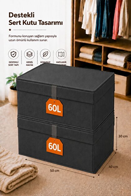 2 Pieces Large Size Clothing Organizer Bag 50X40X30 cm Foldable Clothes Storage Box Organizer