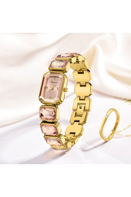 Bronze VA VA VOOM Luxury Diamond Women Bracelet Watch Fashion Rose Gold Stainless Steel Original Qua