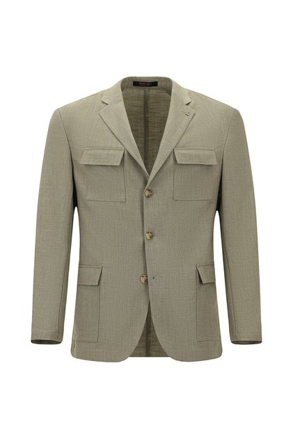 6 Drop Regular Fit Standard Cut Linen Blend Patterned Sports Jacket