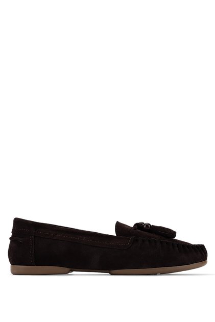 Women's Genuine Leather Brown Suede Loafer Shoes