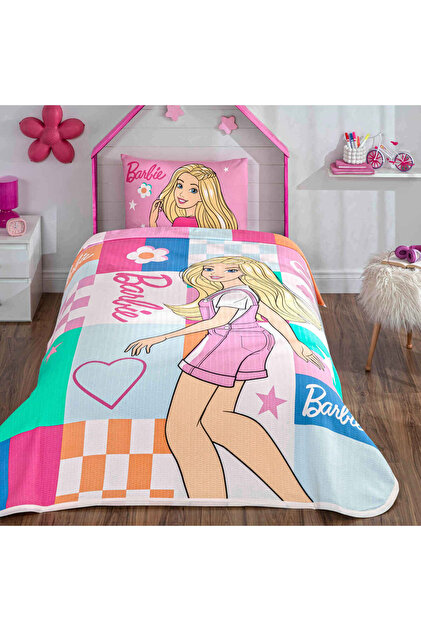 Taç YENİ SEZON LİSANSLI BARBİE COLOURFUL TEK KİŞİLİK PİKE TAKIMI