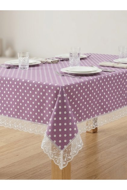 Polka Dot Ruched Tablecloth Waterproof Liquid Repellent Rectangular Elegant Decorative Stylish Table Cover Living Room Kitchen Table