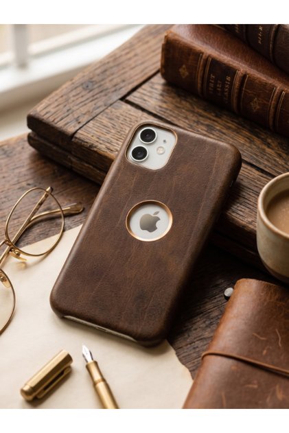 iPhone 11 Model Open Logo Leather Phone Case