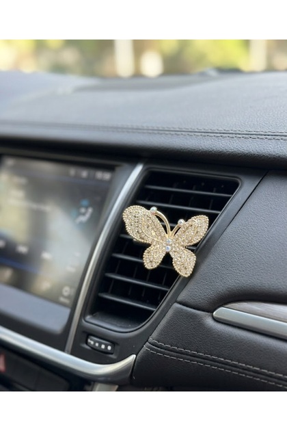 Zircon Stone Car Interior Air Conditioning Grille Ornament – Gold Color Crystal Auto Accessory