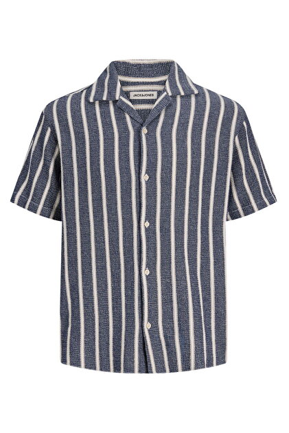 Jack & Jones Erkek Kısa Kol Gömlek JORMONTAUK CROCHET SHIRT SS