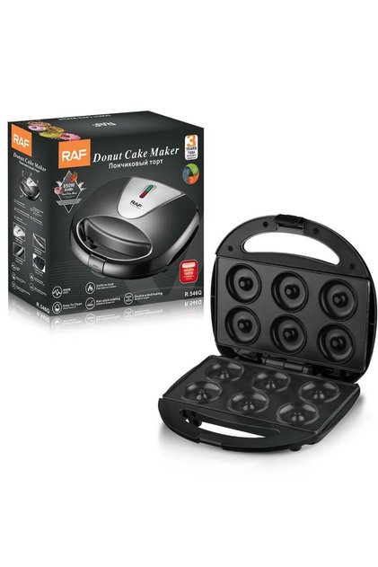 Donut Cake Maker, Model R.546Q, 850W Electric Non-Stick Coating, Double Sided Heating – Black