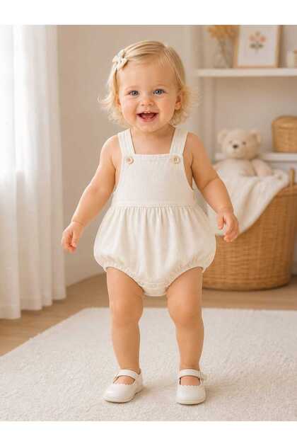 Isyiz Unisex Baby Ecru Jumpsuit