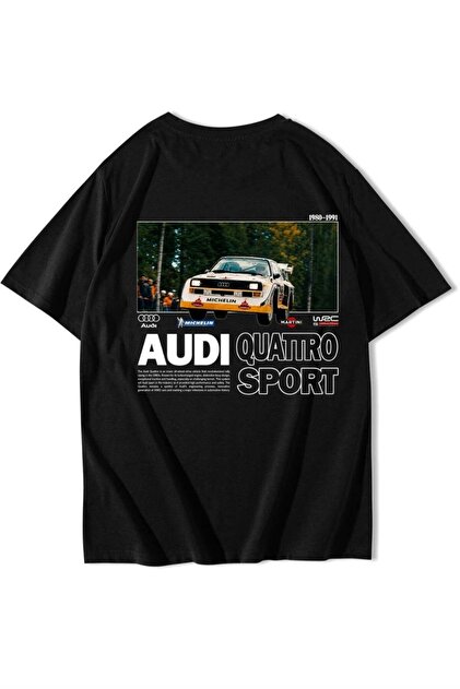 Unisex Oversize Quattro Sport Audi T-shirt Μαύρο