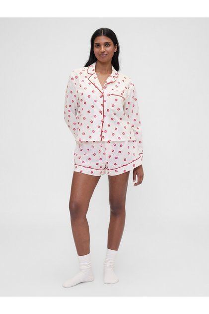 Kadın Kırık Beyaz × Summer Fridays Poplin Kiss Pijama Boxer Şort