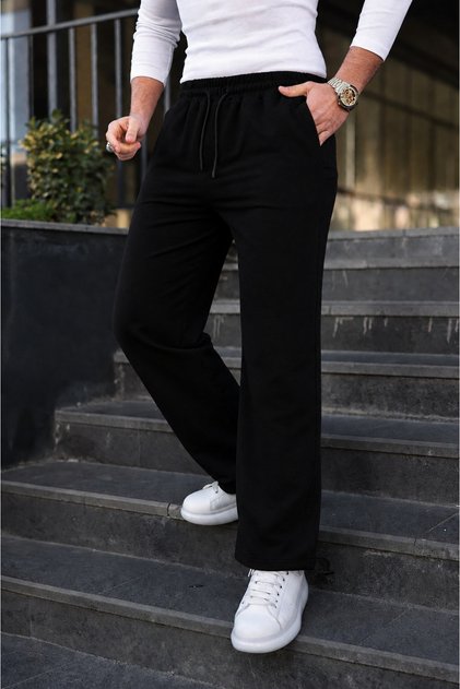 Men's Casual Summer Black Sweatpants with Elastic Waistband