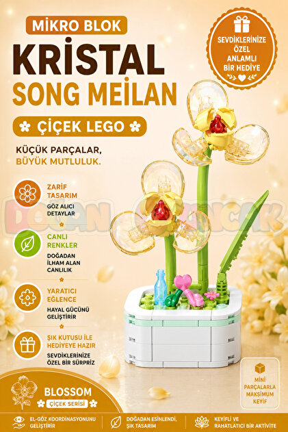 Mikro Blok Kristal Song Meilan Çiçek Lego - Lego Setleri Mini Lego - Çiçek Lego - Blossom Çiçek Lego