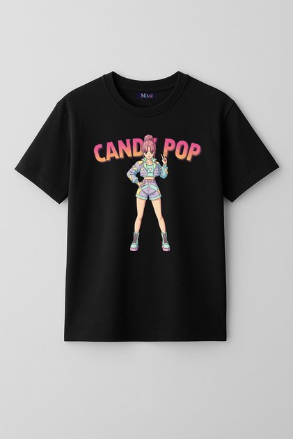 Anime Girl Printed Hero Short Sleeve Girls' T-Shirt (4-13 Years)