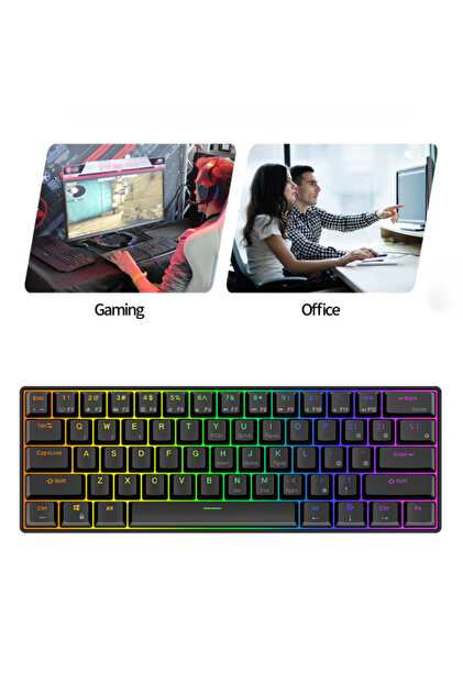 MAMBASNAKE Red Switch Mini Rgb Siyah Klavye 62 Tuşlu Software