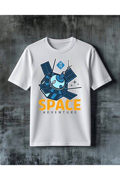 Space Adventure Satellite Printed Oversize T-Shirt